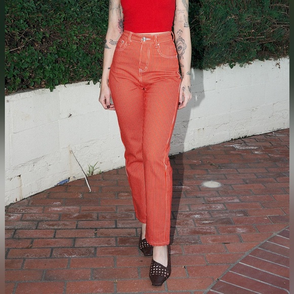 Fashion Brand Company Pants - Fashion Brand Company Red Railroad Striped Denim